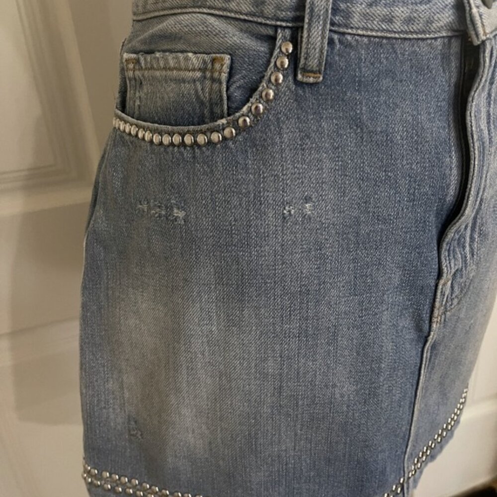 Frame Denim Mini Skirt Size 28 Distressed Studded Y2K Vibes M - Picture 2 of 9
